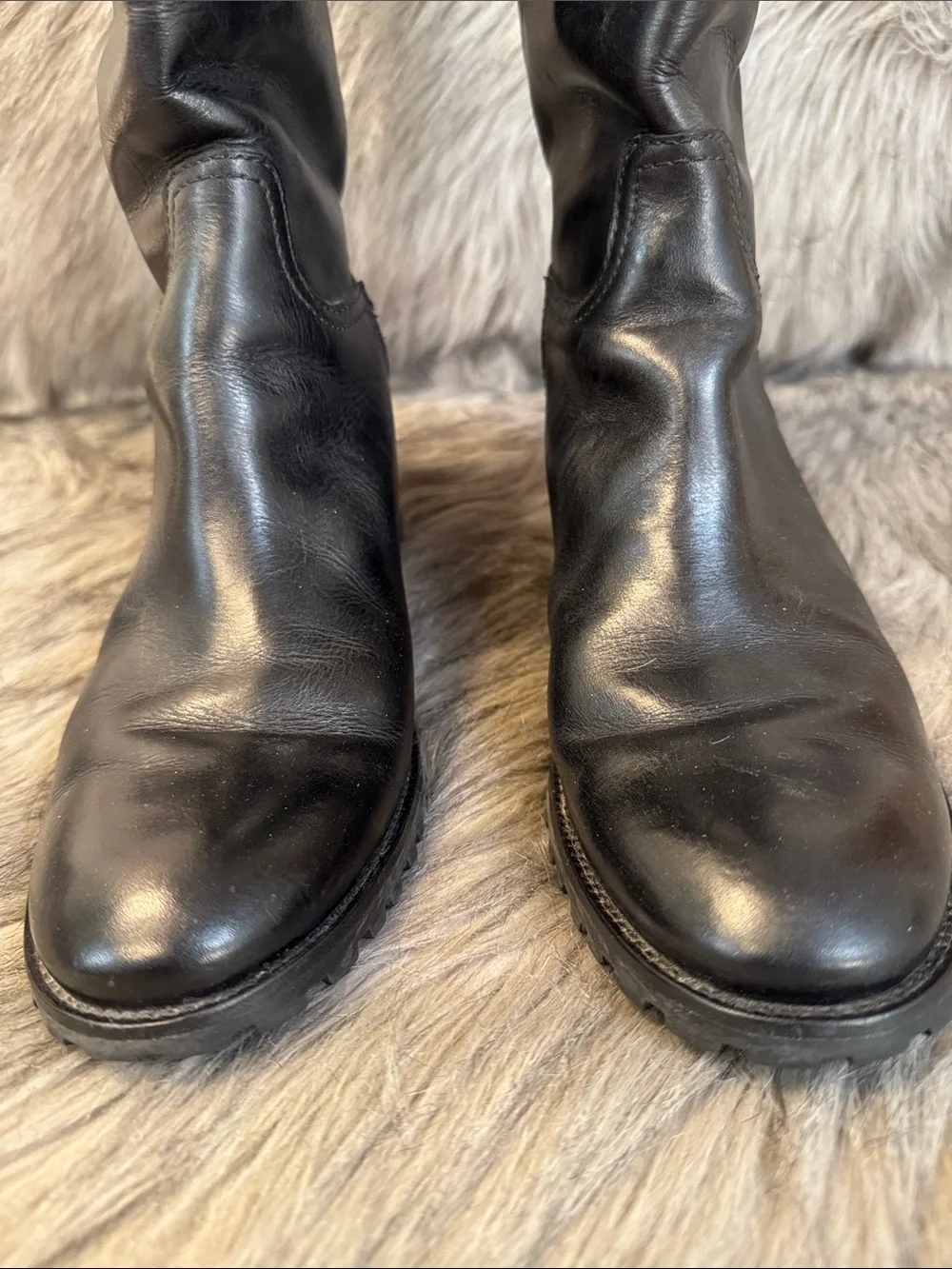 Tory Burch Black Tall Leather Logo Riding Boots Size 9